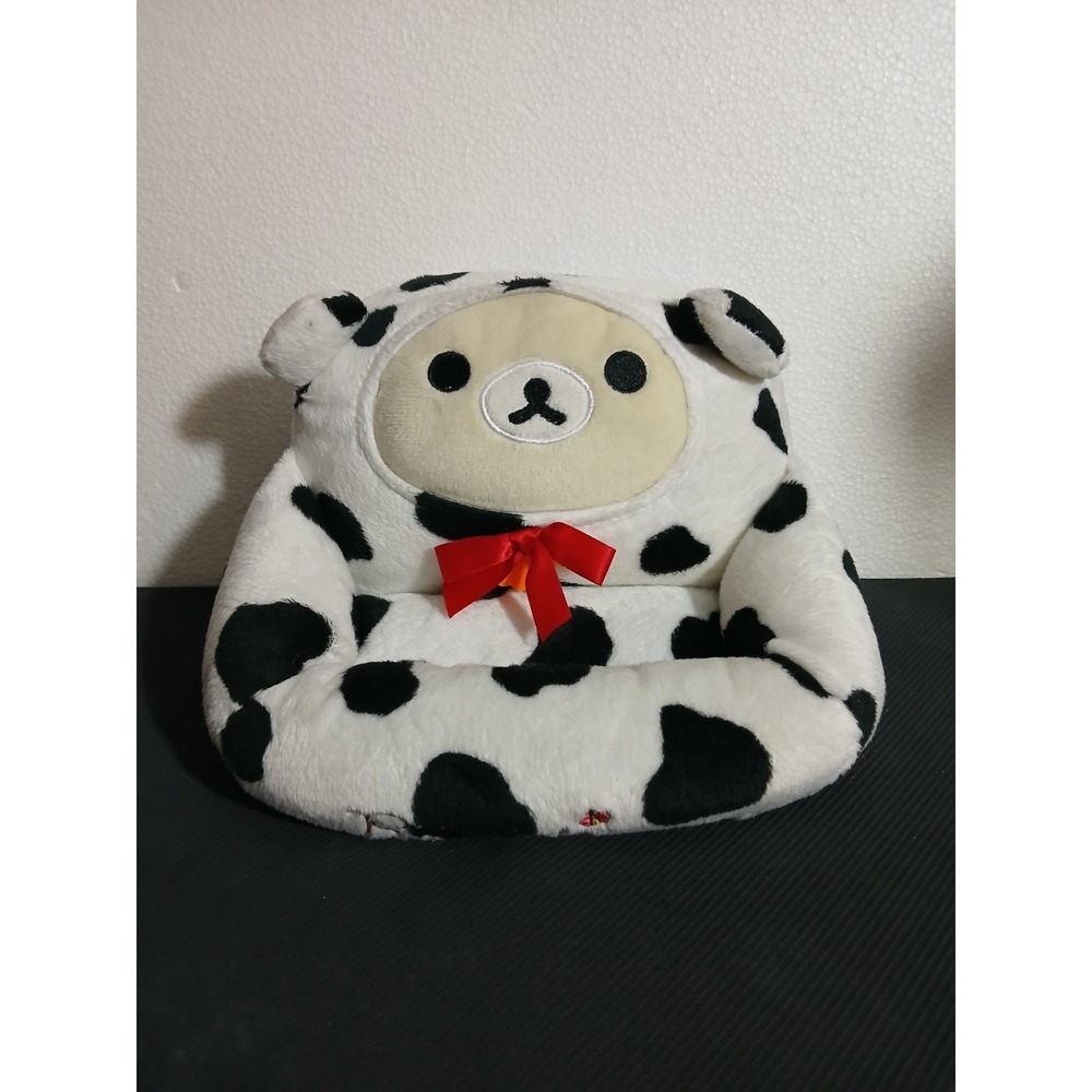Rilakkuma San-X Black & White Cow Sofa Holder Display Red Bow Kawaii Plush Toy